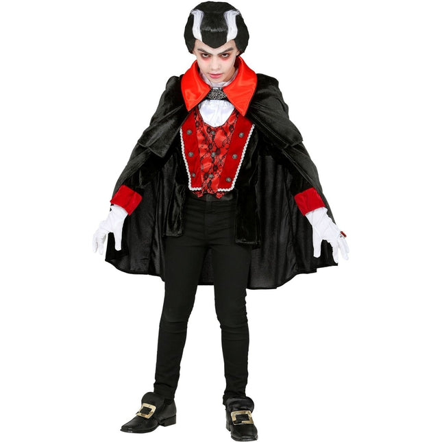Halloween Kostuum Zwart Rood Jongen Vampier van Widmann koop je bij Partywinkel