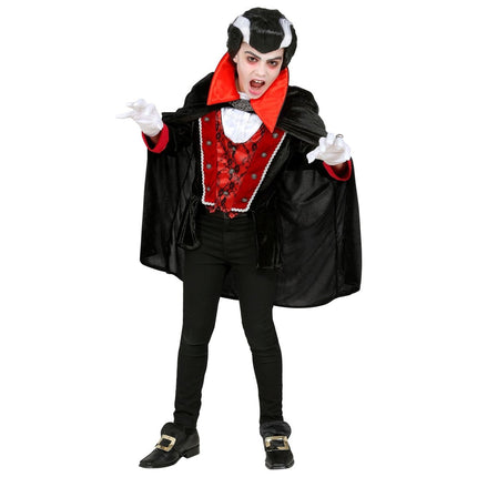 Halloween Kostuum Zwart Rood Jongen Vampier van Widmann koop je bij Partywinkel