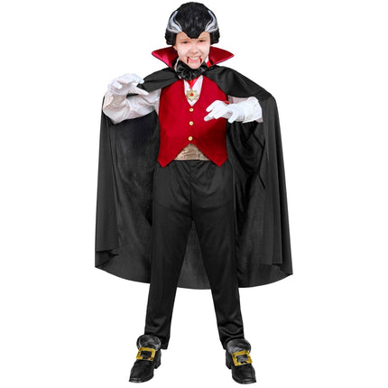 Halloween Kostuum Zwart Rood Kind Vampier 5 delig van Widmann koop je bij Partywinkel