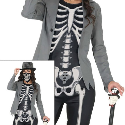 Halloween Kostuum Zwart Wit Dames Skelet van Fiestas Guirca koop je bij Partywinkel