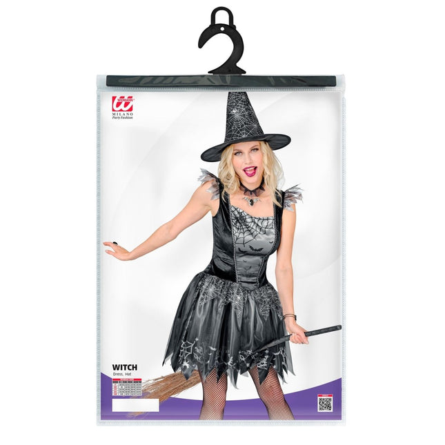 Halloween Kostuum Zwart Zilver Dames Heks van Widmann koop je bij Partywinkel
