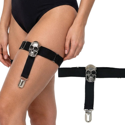 Halloween Kousenband Zwart Schedel van Fiestas Guirca koop je bij Partywinkel