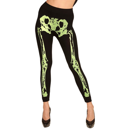 Halloween Legging Neon Groen Skelet van Widmann koop je bij Partywinkel