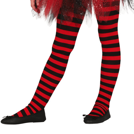 Halloween Maillot Kind Zwart Rood Gestreept 5/9 jaar van Fiestas Guirca koop je bij Partywinkel