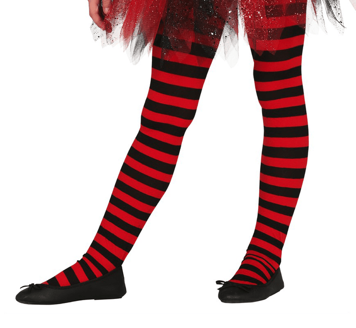 Halloween Maillot Kind Zwart Rood Gestreept 5/9 jaar van Fiestas Guirca koop je bij Partywinkel