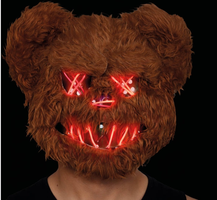 Halloween Masker Bruin Beer Met Licht van Fiestas Guirca koop je bij Partywinkel