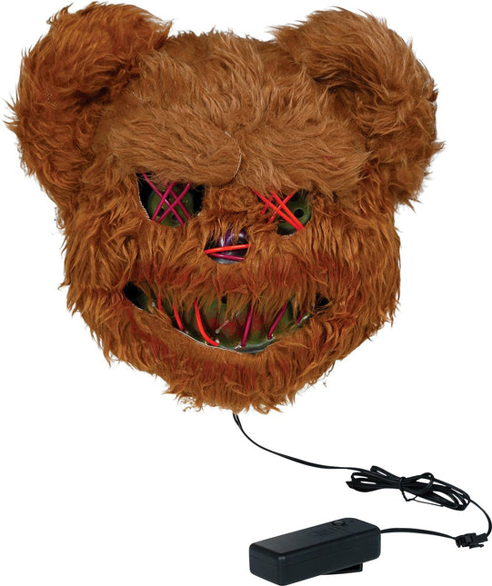 Halloween Masker Bruin Beer Met Licht van Fiestas Guirca koop je bij Partywinkel
