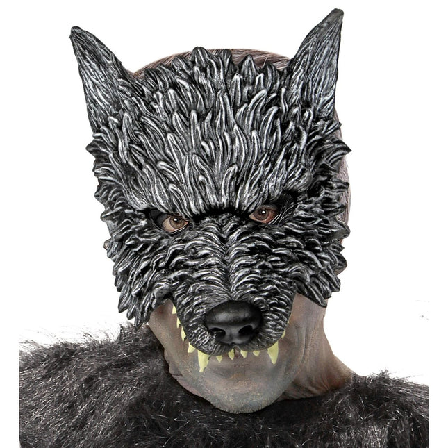 Halloween Masker Grijs Wolf van Widmann koop je bij Partywinkel