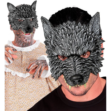 Halloween Masker Grijs Wolf van Widmann koop je bij Partywinkel