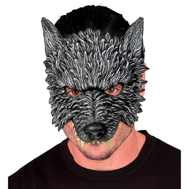 Halloween Masker Grijs Wolf van Widmann koop je bij Partywinkel