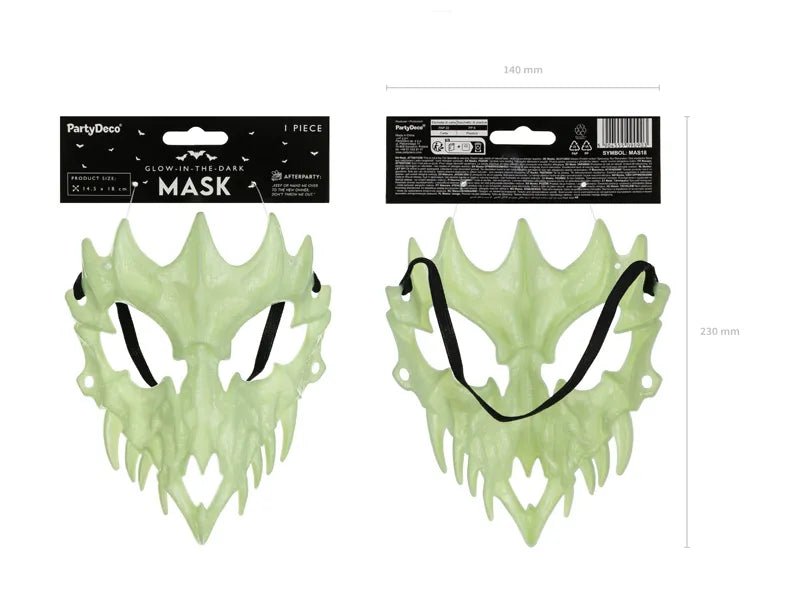 Halloween Masker Groen Schedel Glow In The Dark van Partydeco koop je bij Partywinkel