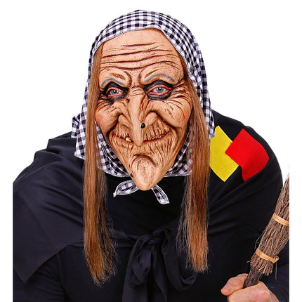 Halloween Masker Heks Met Haar van Widmann koop je bij Partywinkel