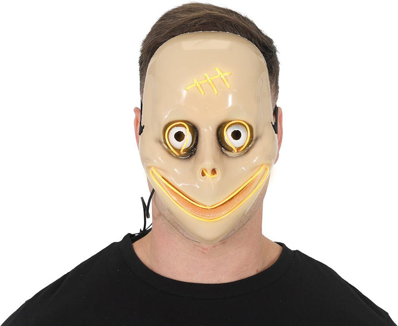 Halloween Masker Wit Momo Met Licht van Fiestas Guirca koop je bij Partywinkel