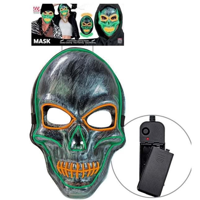 Halloween Masker Zilver Schedel Met Licht van Widmann koop je bij Partywinkel