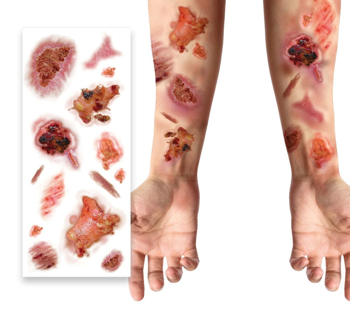 Halloween Nep Tattoos Geïnfecteerde Wonden 30cm van Fiestas Guirca koop je bij Partywinkel