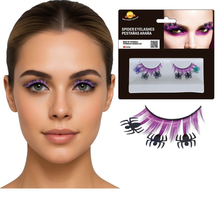 Halloween Nep Wimpers Zwart Spinnen van Fiestas Guirca koop je bij Partywinkel