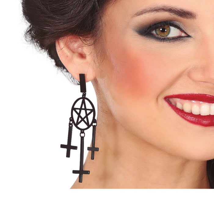 Halloween Oorbellen Kruis 8cm van Fiestas Guirca koop je bij Partywinkel