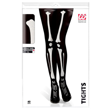 Halloween Panty Zwart Wit Skelet van Widmann koop je bij Partywinkel