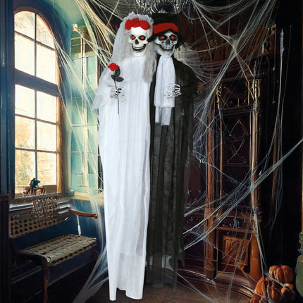 Halloween Pop Bruidspaar Met Licht En Geluid 1,85m van Fiestas Guirca koop je bij Partywinkel