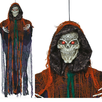 Halloween Pop Gekleurd Skelet Met Licht, Geluid En Beweging 1,2m van Fiestas Guirca koop je bij Partywinkel