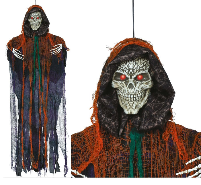 Halloween Pop Gekleurd Skelet Met Licht, Geluid En Beweging 1,2m van Fiestas Guirca koop je bij Partywinkel