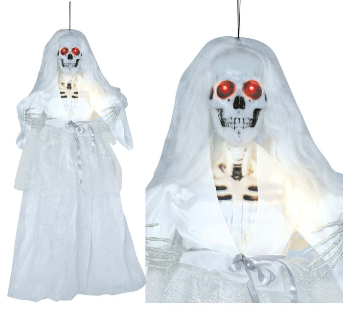 Halloween Pop Skelet Bruid Met Licht En Geluid 90cm van Fiestas Guirca koop je bij Partywinkel