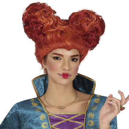 Halloween Pruik Bruin Hartvormige Middeleeuwse Krullen van Fiestas Guirca koop je bij Partywinkel