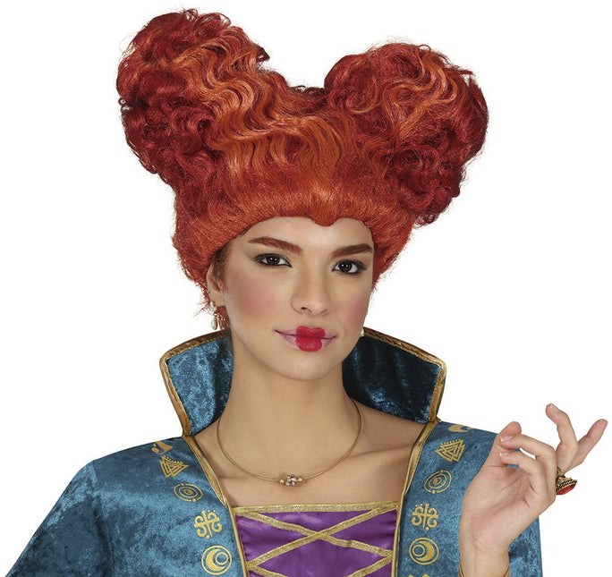 Halloween Pruik Bruin Hartvormige Middeleeuwse Krullen van Fiestas Guirca koop je bij Partywinkel