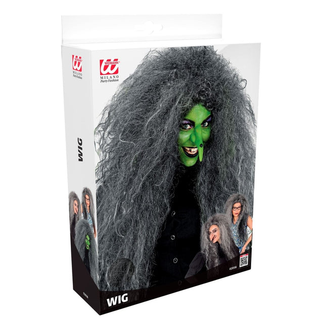 Halloween Pruik Grijs Dames Heks van Widmann koop je bij Partywinkel