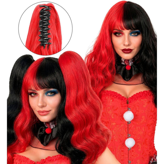 Halloween Pruik Harlekijn Met Hairextensions van Widmann koop je bij Partywinkel