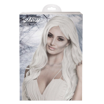 Halloween Pruik Lang Haar Stijl Wit van Boland koop je bij Partywinkel
