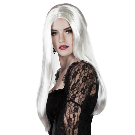 Halloween Pruik Lang Haar Wit van Boland koop je bij Partywinkel