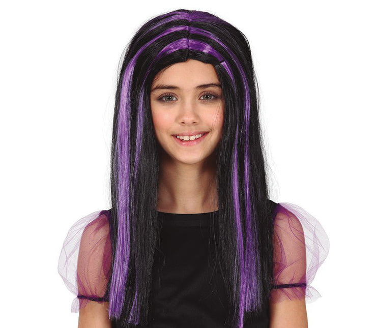 Halloween Pruik Paarse Strepen van Fiestas Guirca koop je bij Partywinkel