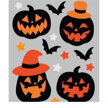 Halloween Raamsticker Pompoenen En Vleermuizen 14 delig van Fiestas Guirca koop je bij Partywinkel