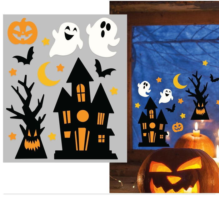Halloween Raamsticker Zwart Oranje 25cm van Fiestas Guirca koop je bij Partywinkel