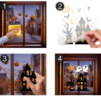 Halloween Raamsticker Zwart Oranje 25cm van Fiestas Guirca koop je bij Partywinkel