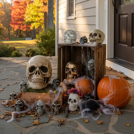 Halloween Schedel 8cm 3st van Boland koop je bij Partywinkel