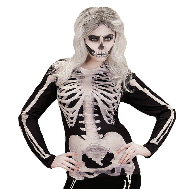 Halloween Shirt Dames Skelet van Widmann koop je bij Partywinkel
