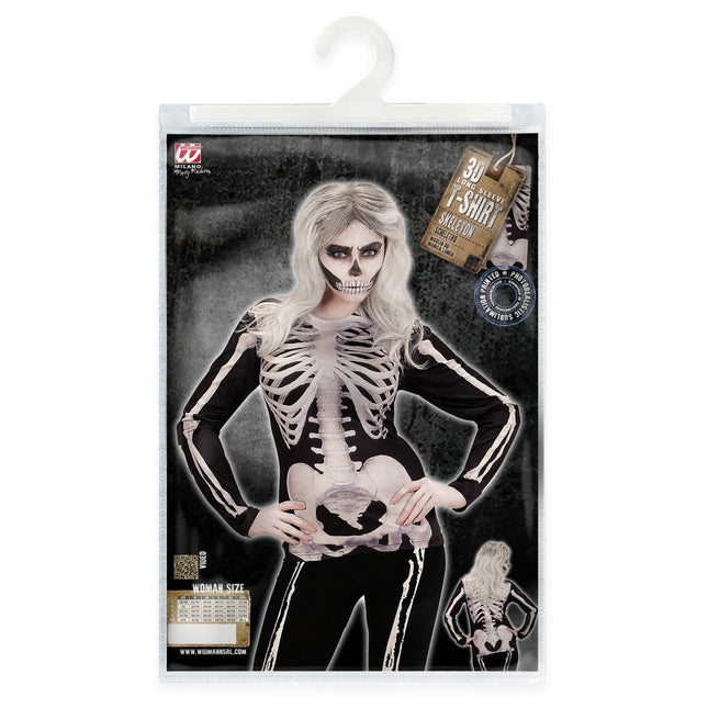 Halloween Shirt Dames Skelet van Widmann koop je bij Partywinkel