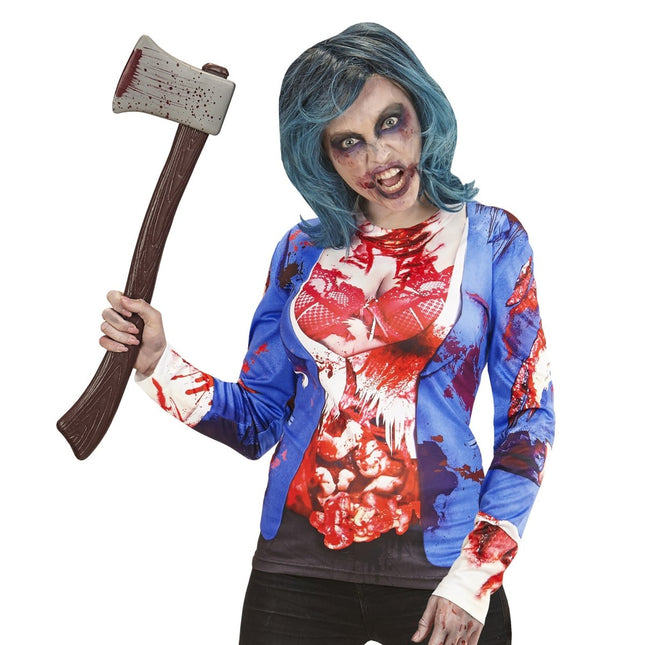 Halloween Shirt Dames Zombie van Widmann koop je bij Partywinkel