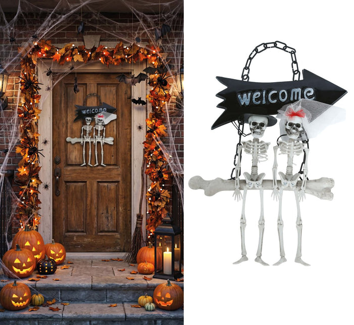 Halloween Skelet Bordje Welcome 30cm van Fiestas Guirca koop je bij Partywinkel