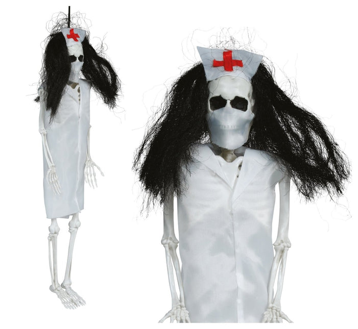 Halloween Skelet Hangend Verpleegster 40cm van Fiestas Guirca koop je bij Partywinkel