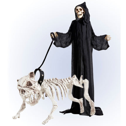Halloween Skelet Hond Met Riem 45cm van Widmann koop je bij Partywinkel