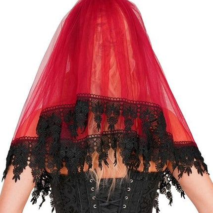 Halloween Sluier Rood Zwart van Widmann koop je bij Partywinkel