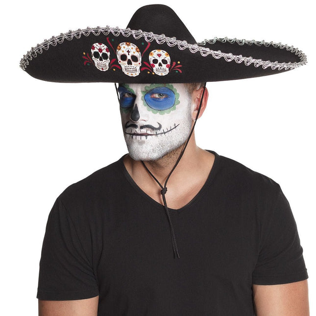 Halloween Sombrero Doodshoofden 56cm van Boland koop je bij Partywinkel