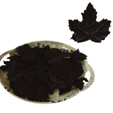 Halloween Tafeldecoratie Zwart Pompoen Bladeren 10cm 24st van Fiestas Guirca koop je bij Partywinkel