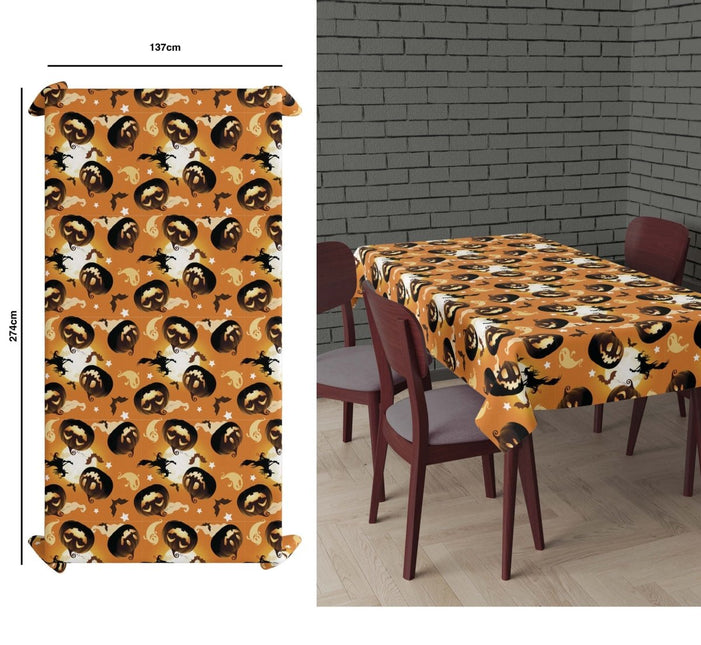 Halloween Tafelkleed Pompoen 2,74m van Fiestas Guirca koop je bij Partywinkel