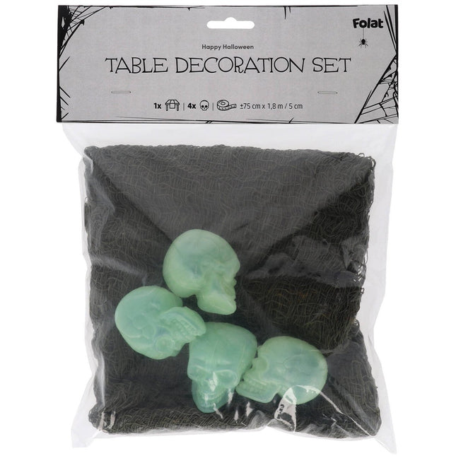 Halloween Tafelloper Met Schedels 5 delig van Folat koop je bij Partywinkel