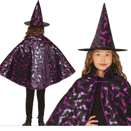 Halloween Verkleedset Kind Heksen Cape En Hoed 50cm van Fiestas Guirca koop je bij Partywinkel