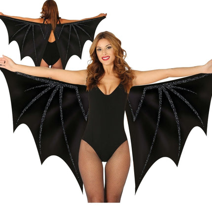 Halloween Vleugels Zwart Vleermuis 1,7m van Fiestas Guirca koop je bij Partywinkel
